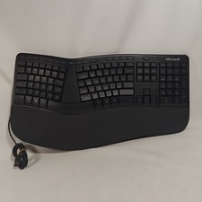 Microsoft Model 1878 Wired USB 2.0 Ergonomic Keyboard W/Riser Black Tested Clean