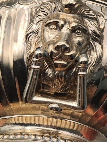 Vintage Silver Plated Georgian Style Monteith Swing Ring Lions Head Flower Bowl - Picture 10 of 11