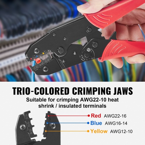 Crimping Tool Terminal Ratcheting Crimper AWG22-10 Heat Shrink/Insulated - Picture 2 of 11