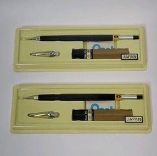 2 New Vtg Black Pentel Graph Mechanical Pencil H Lead Clip Manual Original Box