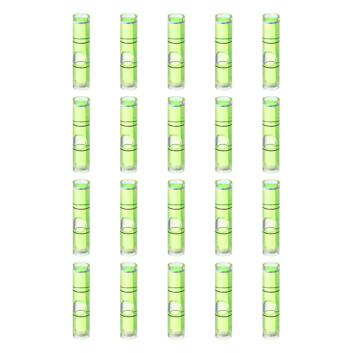 20Pcs Cylindrical Bubble Spirit Level Vials 8x35mm Bubble Spirit Level, Green