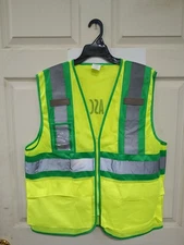 High Vis Reflective ANSI Class 2 Safety Vest, W/Pockets, Zippers, Size L/XL. 507