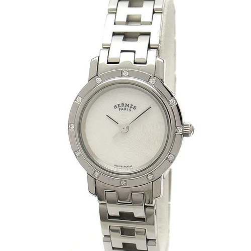 Hermès Clipper Nacre PM CL4.230 quadrante bianco guscio 12P diamante 24mm us dan