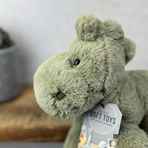 Dinosaurio Huggady mediano Jellycat - Dino verde flojo juguete suave retirado 10" (#2) - Imagen 4 de 12