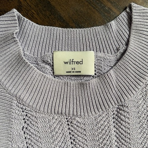 Aritzia Wilfred Light Purple Cropped Knit Halter Tank Top Size XS Scalloped Hem - Picture 3 of 8