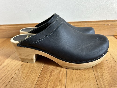 Zoccoli donna nuovi neri pelle SVEN ORIGINAL classici slip-on scarpe casual tg-37 - Foto 4 di 7