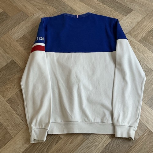 Blue & White Vintage Le Coq Sportif Sweatshirt with Embroidered Logo Size S - Picture 5 of 6