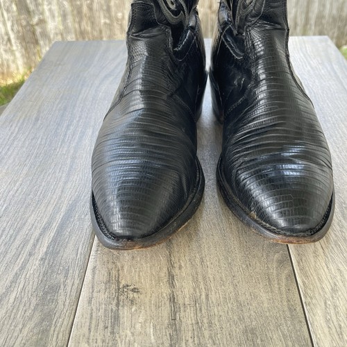 VTG Tony Lama Lizard Skin Boots Men 10.5 D Black Exotic Leather Cowboy Rodeo USA - Picture 8 of 15