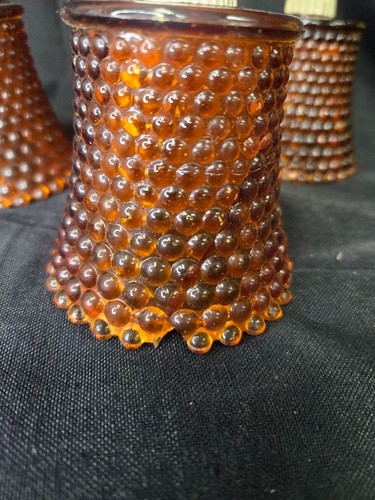 4 Vintage MCM Amber Homco Hobnail Peg Votive Holders Home Interior Decor - Picture 2 of 7