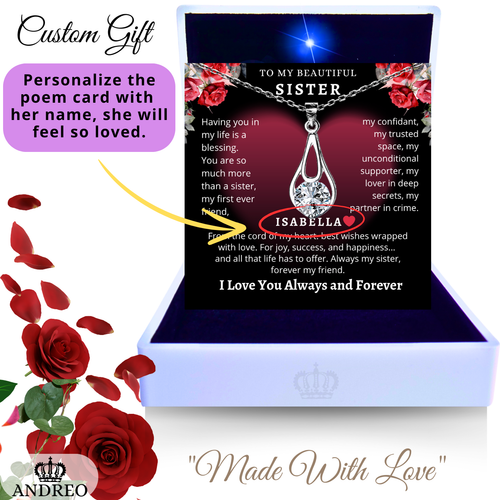 Drop of Love CUSTOM Birthday Gift Necklace Jewelry to My Sister Gifts ANDREO - Picture 3 of 12