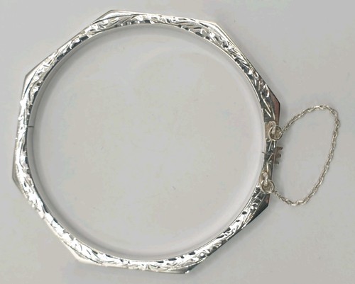 Sterling Silver 925 Bangle. 7inch Silver Bangle. Octagon design CME 925 Silver - Picture 14 of 23