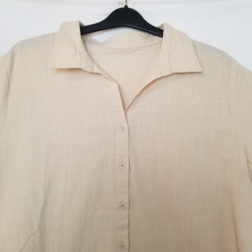 Unbranded-Women's Casual Button Down Short Sleeve Linen Cotton Work Shirt SZ XXL - Picture 2 of 8