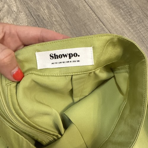 Showpo Women’s Lucine Halter & Crop Pant Satin 2 Piece Set Green Size 6 NWT - Picture 7 of 9