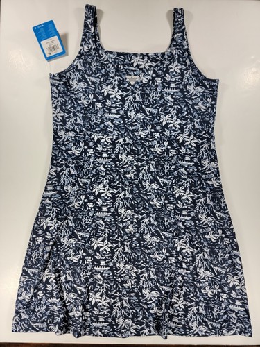 Nuevo con etiquetas Vestido Columbia Para Mujer XL Azul Marino Blanco Estampado Hawaiano PFG Congelador III Elástico - Imagen 13 de 14