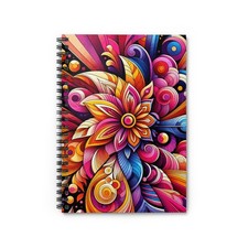 Spiral Notebook Ruled Line Pink Meets Orange Abstract Design 11, Gift Everyday