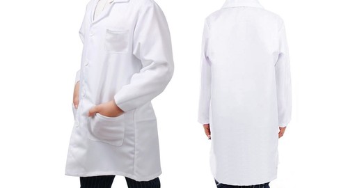 Cappotto da laboratorio per bambini Dcotor Scientist scuola abito elegante in bianco, blu navy, colore reale - Foto 2 di 4