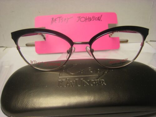 Anteojos Betsey Johnson Fox 50-16-135-35V negros plateados con estuche unger - Imagen 2 de 5