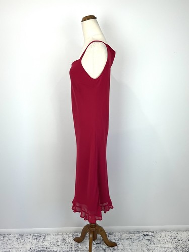 Vintage Katies Womens Dress 12 L Cherry Red Thin Straps Slip Flowy Occasion 90s - Picture 4 of 9