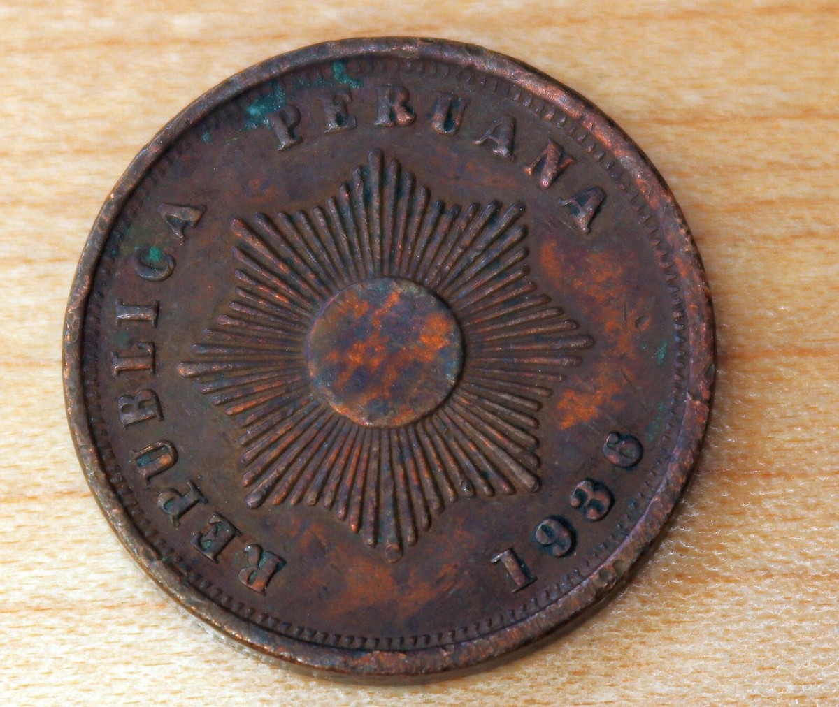 ペルー　2CENTAVOS　2センタボ　2ケンタボ　1937年 ペルー 2CENTAVOS 2センタボ 2ケンタボ 1937年 ペルー 2CENTAVOS