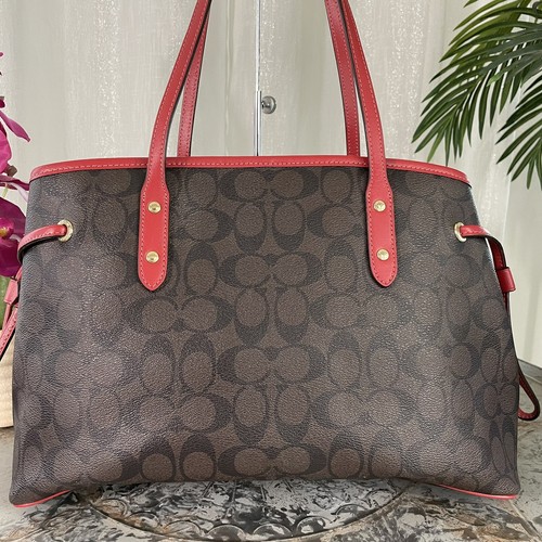 Coach PVC Drawstring Carryall F57842 And Wristlet F58035 IM/Brown Rogue $350 - Picture 2 of 12