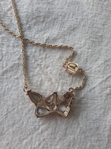 Modern Gold Tone Rhinestone Cluster Necklace - Picture 9 of 10