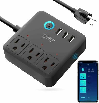 Smart Power Strip Plug 3 USB 3 Charging Port Work With Alexa Google Home