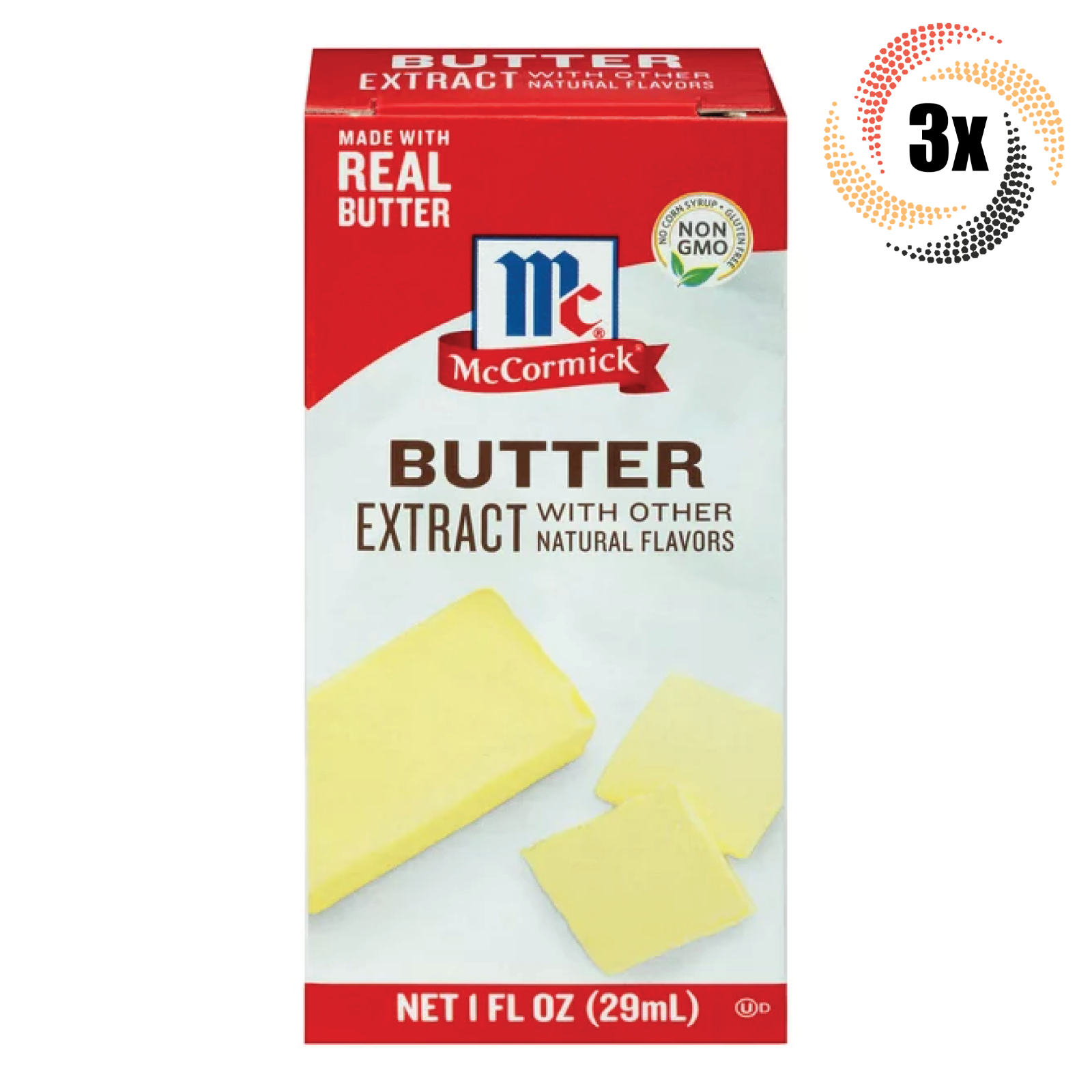 3x Packs McCormick Imitation Butter Flavor Extract 1oz Non Gmo