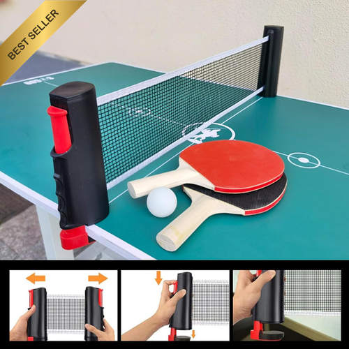 Portable Ping Pong Set with Retractable Net, 2 Paddles, 6 Balls, Bag - Picture 5 of 12