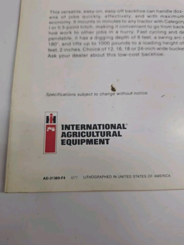 International Farm Loaders and Rear-Mounted Blades - Advertising Brochure - Bild 5 von 6
