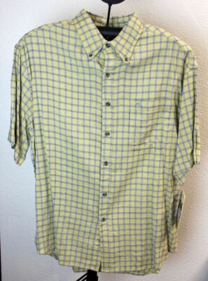 #ad Rusty Surf Co. Mens Button up Short Sleeve Yellow Shirt Size Small Vintage $5.19