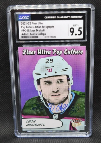 Leon Draisaitl PC-18 -2021-22 Fleer Ultra Pop Culture 5/10 - Artist Auto CGC 9.5