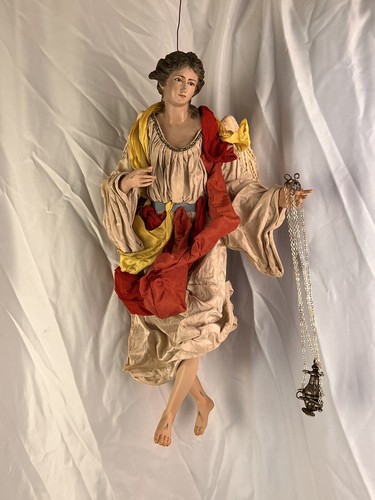 Angelo celestiale 35 Cm arte presepiale Presepe Napoletano scena nativita' - Foto 9 di 10