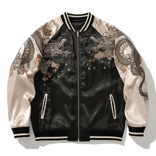 Frühling und Herbst bestickte Jacke Drache Tier Herren Baseball Uniform - Bild 17 von 26
