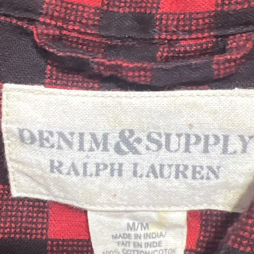 Camicia Ralph Lauren uomo media con bottoni rosso nero flanella casual fornitura denim - Foto 6 di 14