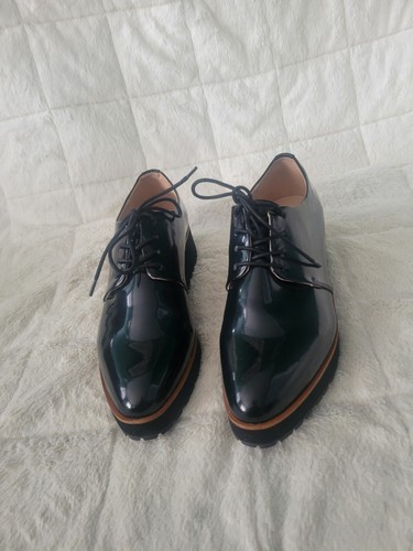 Aldo Ereillan Oxford Wedge Platform Lace Up Patent Leather Shoe. Sz 10 EUC Black