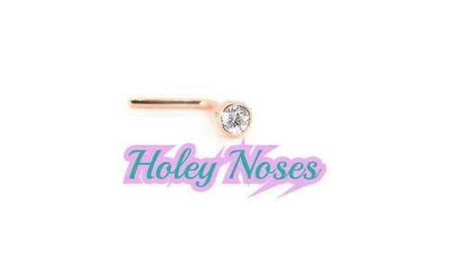 18ct Rose Gold 2mm created diamond Nose Stud Ring Pin Bezel set body jewellery - Picture 3 of 9