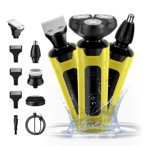 SEJOY 5 in 1 Men's Electric Razor Shaver Wet Dry Cordless Rotary Beard Trimmer - Picture 37 of 108