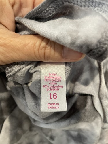 Justice Gray Tie Dye L/S Cotton/Poly Lightweight Top Girl's Size 16 - Picture 6 of 9