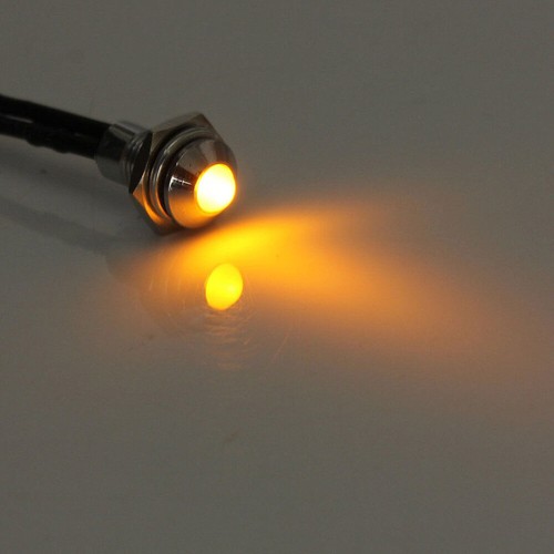 8mm LED Metal Indicator Pilot Dash Light Lamp 12V Auto Car Accessories Universal - Picture 5 of 14