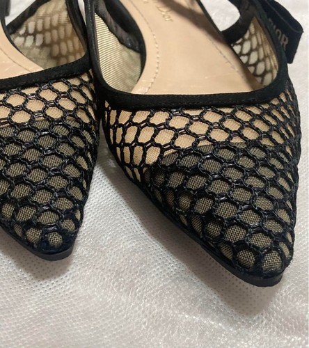 Zapatos de salón planos Christian Dior J’adior talla 39 malla negra punta en caja - Imagen 5 de 24