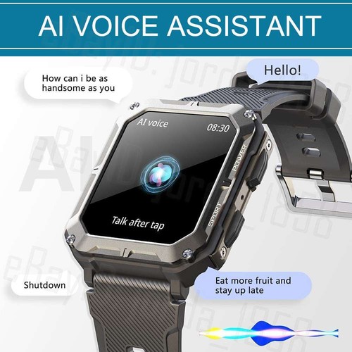 Military Smart watch Bluetooth Rugged Tactical Smartwatch with Heart Rate IP68 A - Picture 12 of 15