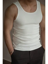 Retro Men's Summer Cotton Slim Fit Vest Sleeveless T-shirt Base Shirt Sports Top