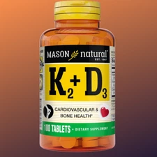 Mason Natural Vitamin K2 Plus D3, 100 Tablets Dietary Supplement with 3-day Dle.