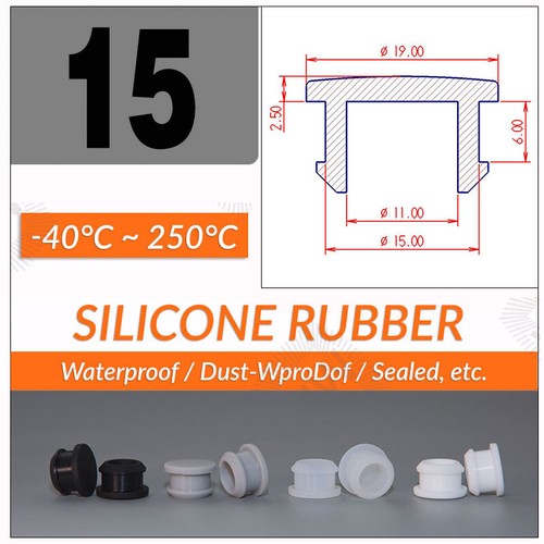 2.5~60mm Black Snap-On Hole Plug Silicone Rubber Blanking Seal Bung Pipe Tube - Picture 31 of 61