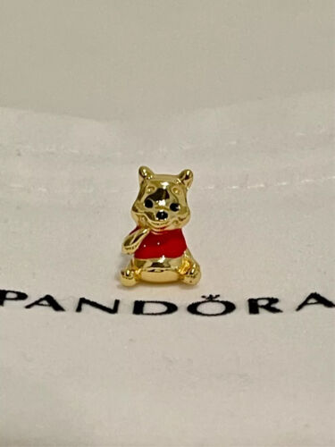 PANDORA 925 ALE 14k Gold Disney Winnie the Pooh Bear Charm w/ Pouch