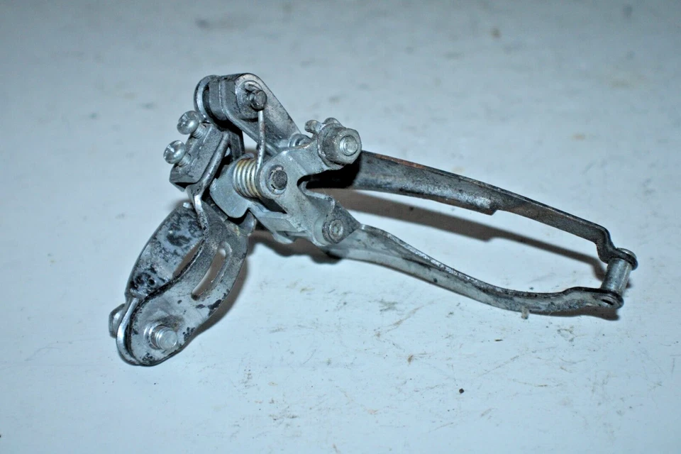 Desviador MTB triple delantero vintage 28,6 mm abrazadera superior-tirón plateado ¡Envío a EE. UU.! Foto 3 de 4