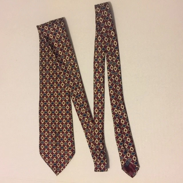 Corbata de cuello Kenneth Roberts 100 % seda para hombre 62-1/2" de largo hecha en Italia granate  Foto 4 de 4