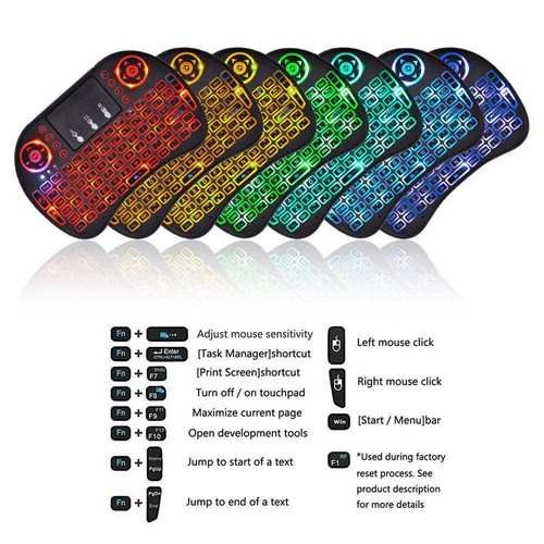2.4G Air Mouse with Touchpad Keyboard i8 Arabic French Spanish Russian Backlit M - Picture 11 of 34