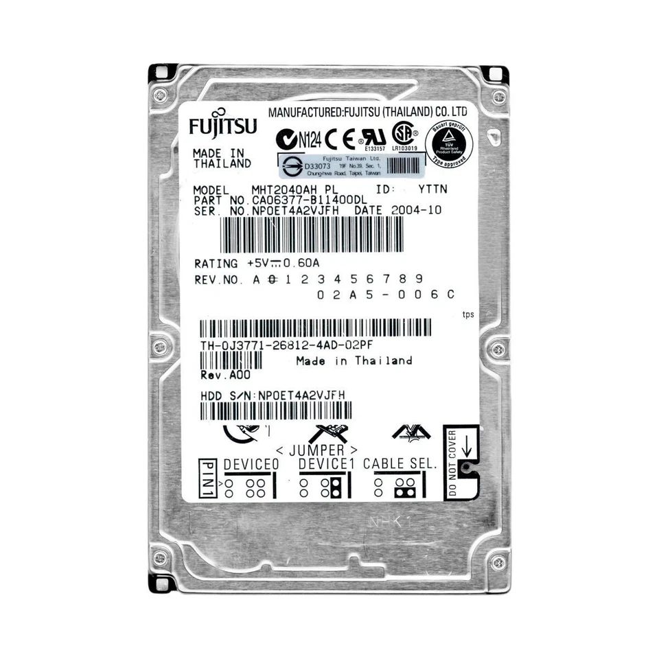 Hard Drive Fujitsu MHT2040AH 40GB 5400RPM 4MB Cache ATA IDE 2.5" Inch - Image 2 of 3