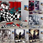 Demon Slayer 4PCS Bathroom Rugs Set Shower Curtain Bath Mat Toilet Lid Cover